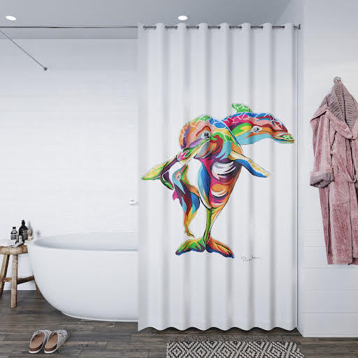 Croydex Steven Brown Hannah McWave Dolphin Shower Curtain - AF305022H