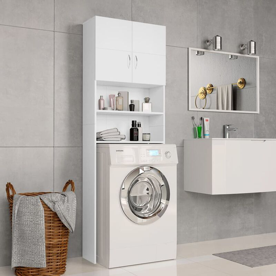 Washing Machine Cabinet White 64x25.5x190 cm Chipboard VDTD31056 - Topdeal