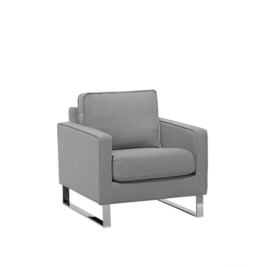 Modern Living Room Fabric Armchair track Arms Metal Legs Grey Vind - Grey
