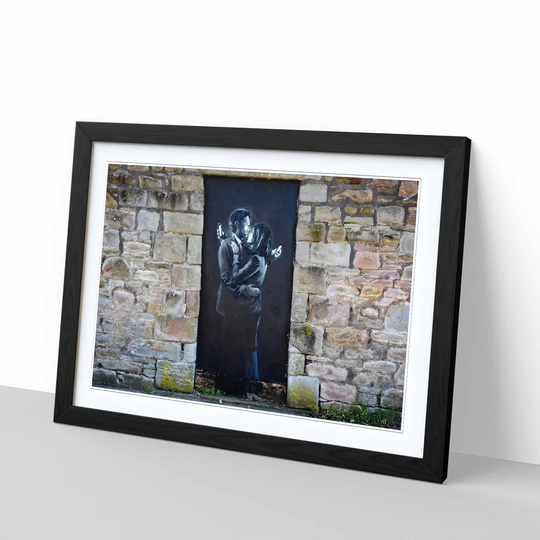 'Mobile Lovers Graffiti' by Banksy Framed Photographic Print
