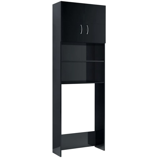 Washing Machine Cabinet High Gloss Black 64x25.5x190 cm Engineered Wood Vidaxl high gloss black
