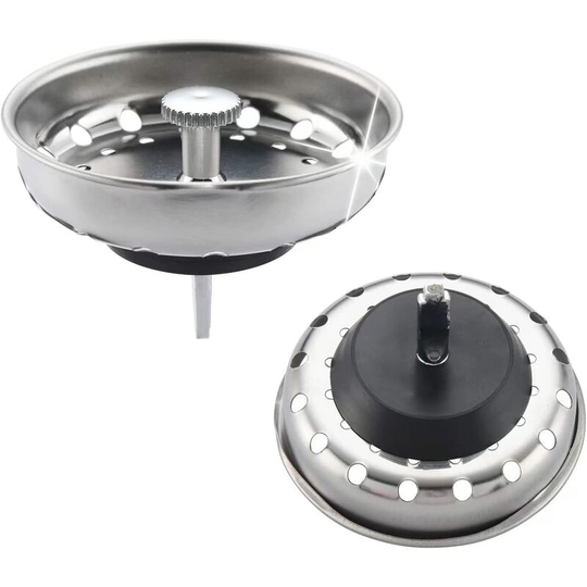 2 Pack - Kitchen Sink Strainer, Stainless Steel Sink Drain Strainer and Stopper Replacement for 3-1/2 Inch Kitchen Drains (Sink Drain Strainer