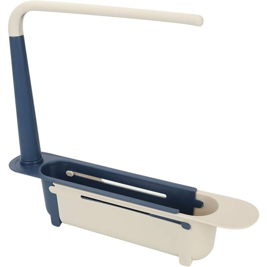 Sunflowergb - Creative Kitchen Sink Telescopic Storage Rack for Sponges Soap Dish Folding Dish Drainer for Home(Blue)