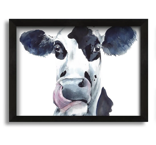 Cow Licking - Picture Frame Painting on Canvas