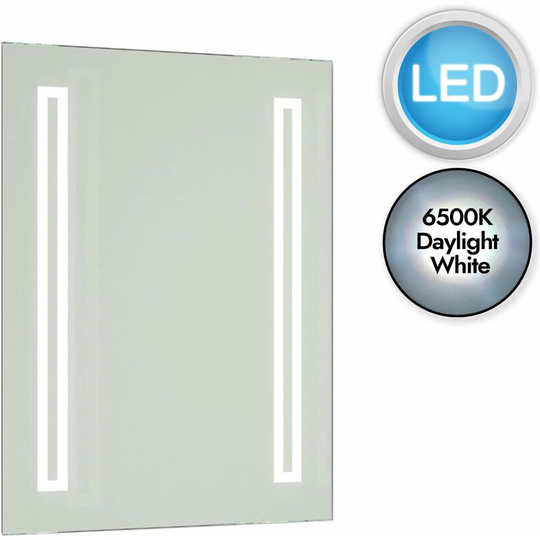 Battery Operated led Illuminated Bathroom 600mm Strip Rectangular Mirror - Mirrored glass