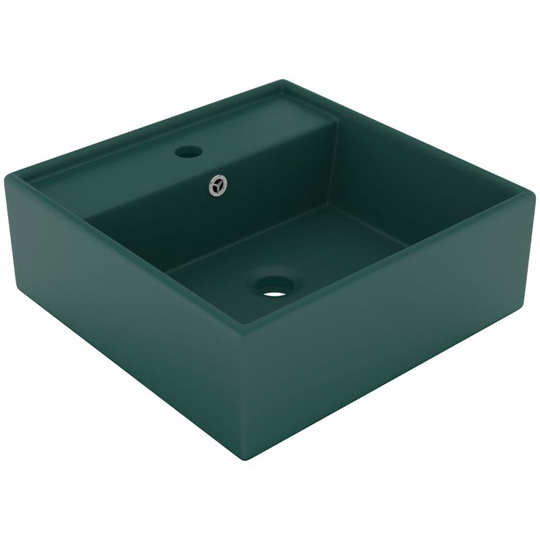 Vidaxl - Luxury Basin Overflow Square Matt Dark Green 41x41 cm Ceramic Green