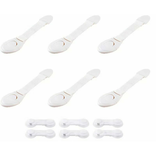 Morejieka - Baby Collision Safety Cabinet Lock, 12 Baby Collision Cabinet Drawer Locks, No Tools, No Screws, Without Drilling (6x White Fabric Belt
