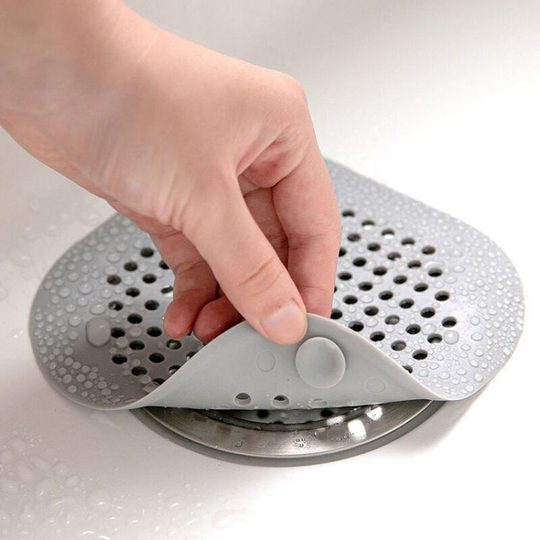 Shower Hair Drainer, Durable Silicone Drainer Cover with Suction Cup, Raised Lid Drainer for Bathtub and Kitchen, Set of 2, Gray