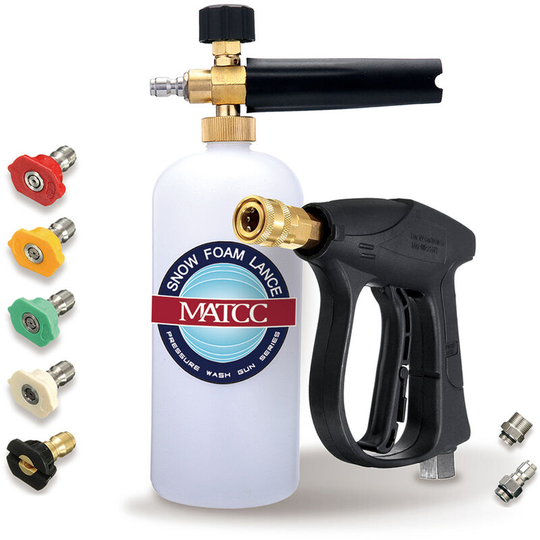 Mohoo - 3000PSI Car Pressure Washer Spray Gun Set With 5 Nozzles+M22-14mm And 3/8 Connector
