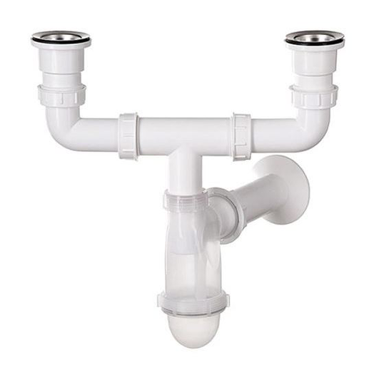 Bathroom Kitchen Double Bottle Drain Waste Trap with Transparent Body Casing