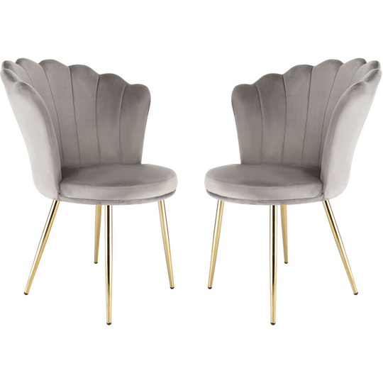 Daisy Accent Chairs in Grey Velvet, Set of 2