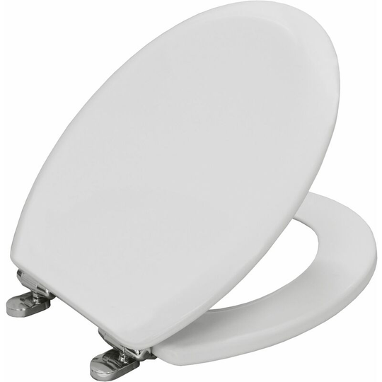 Traditional Soft Close Toilet Seat White Bathroom Round Top Fix Wood Bemis White
