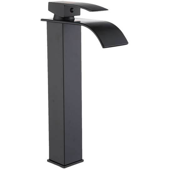 Waterfall Faucet Bathroom Sink Faucet Brass Basin Water Tap High Single Lever Mixer Tap Hot & Cold Mix Washbasin Tap With 2 Hose,model:Black - Black