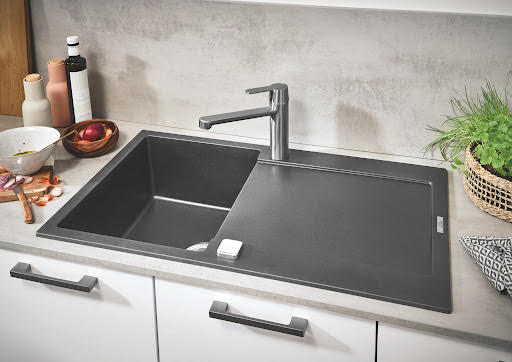 Grohe K500 Granite Grey 1.0 Composite Inset Kitchen Sink - Drainer & Waste 860 x 500mm