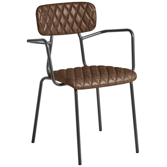 Tara Armchair - Diamond Stitched - Vintage Brown. - Brown