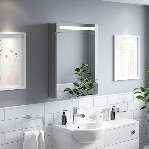 Artis Lux LED Aluminium Mirror Cabinet with Demister Pad and Shaver Socket 700x500mm - Mains Power