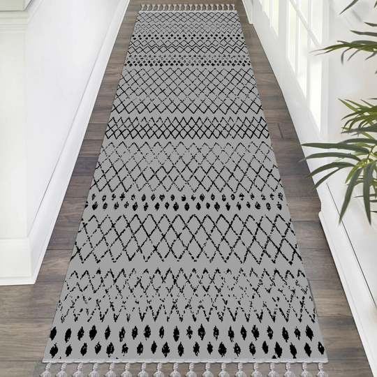 Zechariah Power Loom 100% Cotton Black/Grey Rug