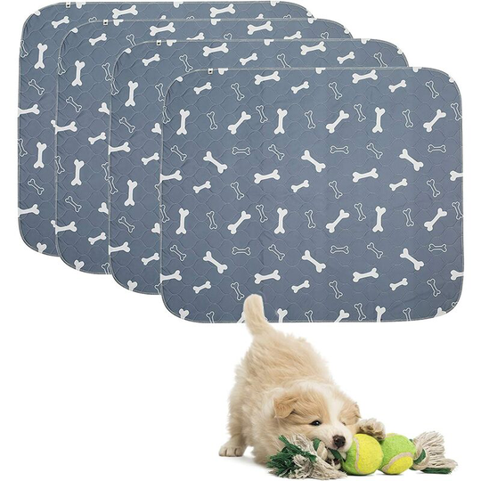 Set of 4 Educator mats for dogs and puppies, cleanliness mats for animals, reusable, super absorbent, mattress pad for cats and dogs-grey