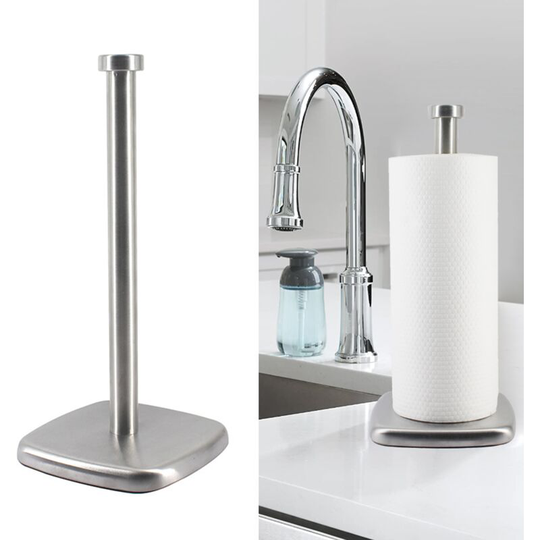 1 Pack of Stainless Steel Paper Towel Holder, Countertop Paper Towel Holder, Standing Paper Towel Holder for Kitchen Bedroom and Bathroom 13.6',