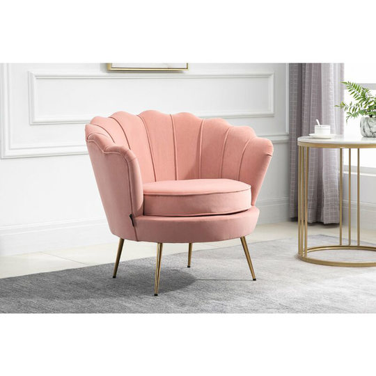 Retro Hollywood Glamour Ariel Armchair in Coral Fabric