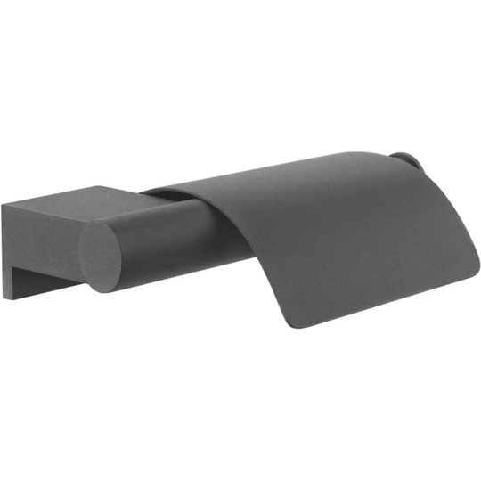 Toilet Roll Holder Bold Matt Black with Cover Tiger Black
