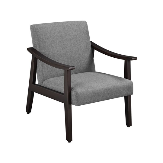 Stylish Modern Fabric Accent Armchair Linen and Wooden Chair, Dark Gray - dark gray - Yaheetech