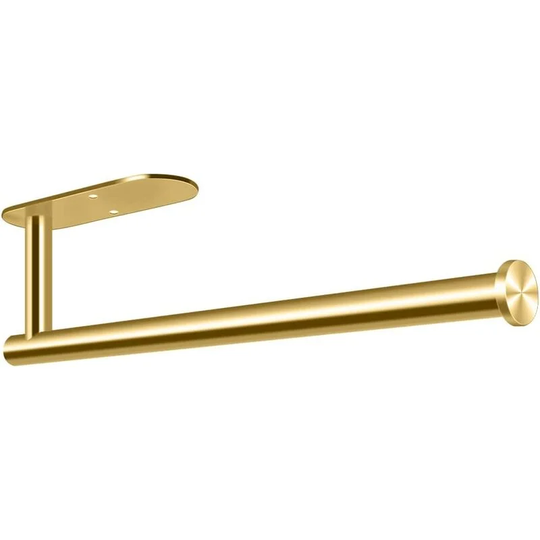 1 Pack Wall Mount Paper Towel Holder, Self Adhesive or Drill Under Kitchen Cabinet, 13.2" Paper Towel Holder for Bathroom Kitchen (Gold), Stainless