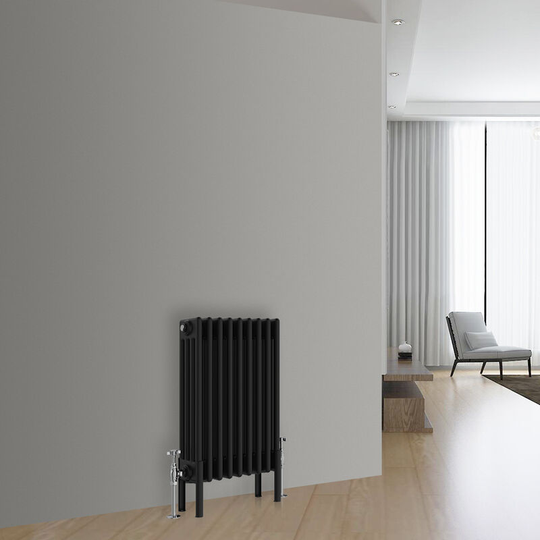 Traditional Vintage Cast Iron Style Radiator Black 4 Column 600x425mm