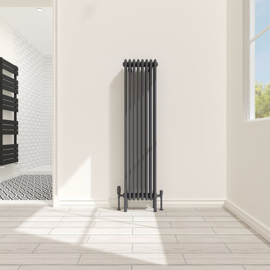 Traditional 4 Column Radiator Cast Iron Style Heating Rads Vertical Anthracite 1500x380mm
