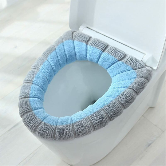 Toilet Seat Cushion Thickened Toilet Seat Soft Washable Seat Household Bathroom Bathroom Seat Cushion(Grey and blue)