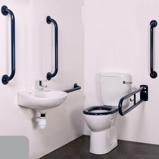 NymaPRO Close Coupled Doc m Toilet Pack with Steel Grab Rails - Grey - Nymas