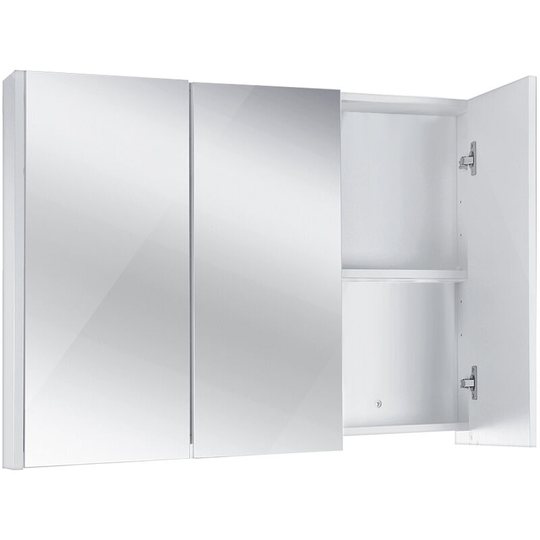 Triple Door Bathroom Cabinet Mirrored Cupboard Wall Mounted Storage 90*13*68cm