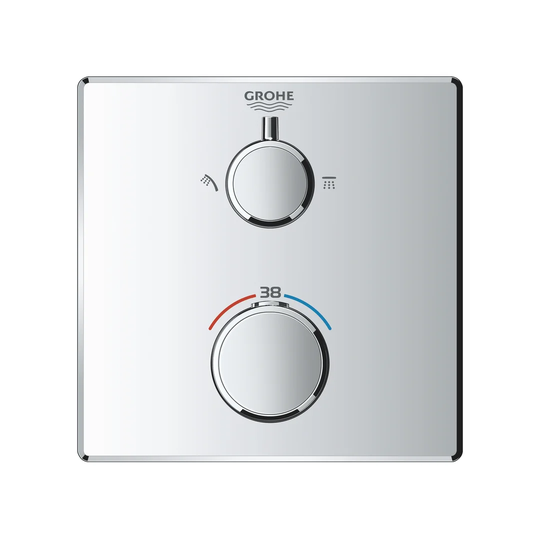 Grohtherm thermostatic shower mixer trim set to control 2 showers, concealed installation, chrome, 24079000