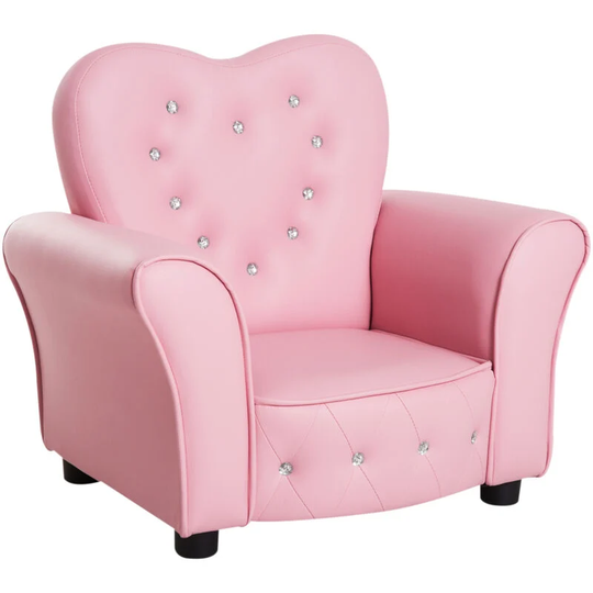 Kids Mini Sofa Children Armchair Seating Chair Girl Princess Sponge pvc - Pink - Homcom