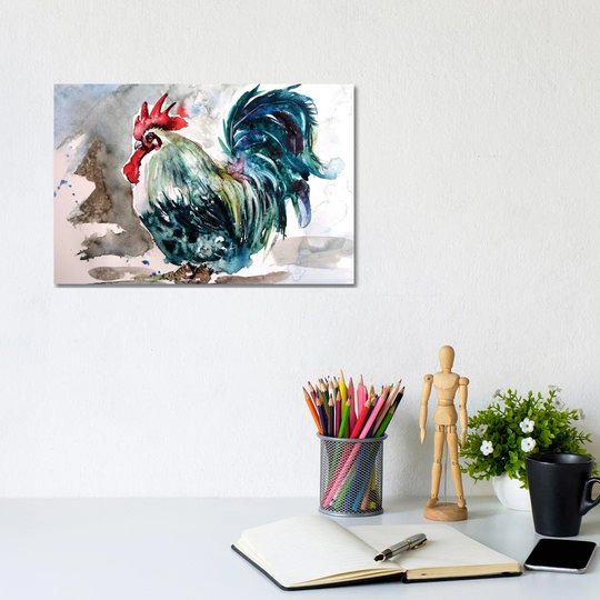 Rooster in the Yard III by Anna Brigitta Kovacs - Wrapped Canvas Graphic Art