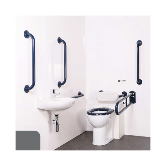Nyma pro Back to Wall Doc m Pack Concealed Fixings White - 5 x Dark Grey Grab Rails - Nymas
