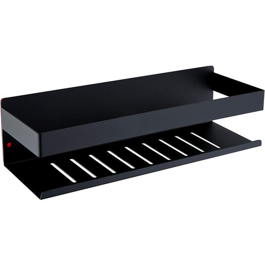 Self Adhesive Shower Caddy, No Drilling Bathroom Shelf SUS304 Stainless Steel Adhesive Shower Caddy, Matte Black 30CM
