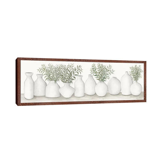 White Vases Still Life by Cindy Jacobs - Panoramic Painting on Canvas