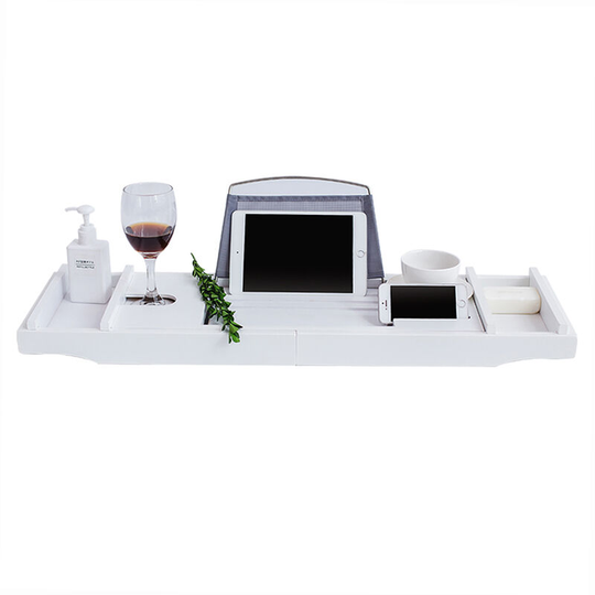 Superseller - Bathtub Caddy Tray Bamboo Spa Bathtub Caddy Organizer Book Wine Holder Nonslip Bottom Extendable Sides