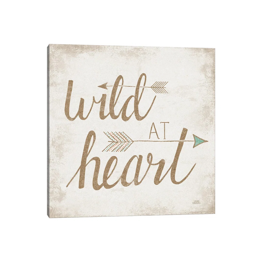Wild at Heart, Beige by Laura Marshall - Wrapped Canvas Typography