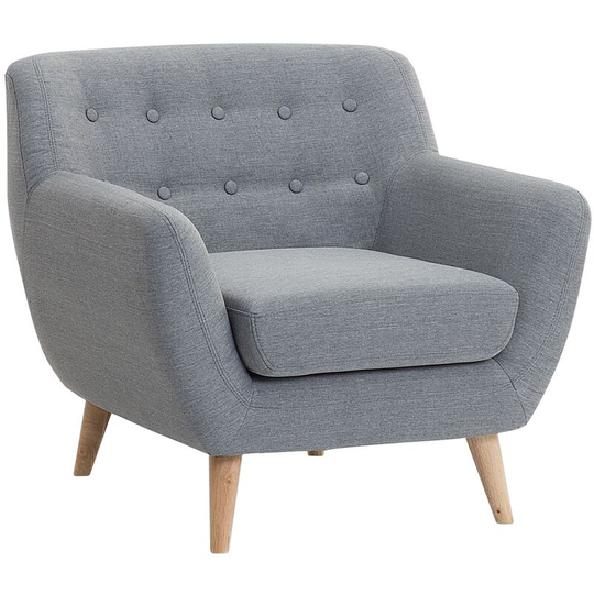 Mid Century Modern Living Room Armchair Button Tufted Grey Motala - Grey