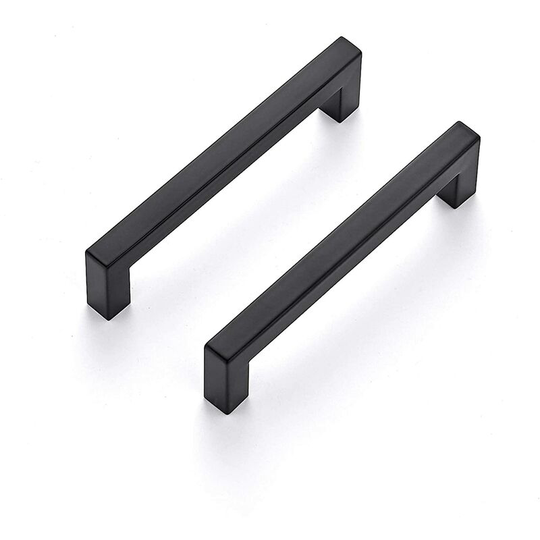 Set of 2 Kitchen Square Cabinet Handles 128MM Matte Black Cabinet Handles Black Drawer Pulls Cabinet Handles Cabinet Pulls Cabinet Pulls Drawer Pulls