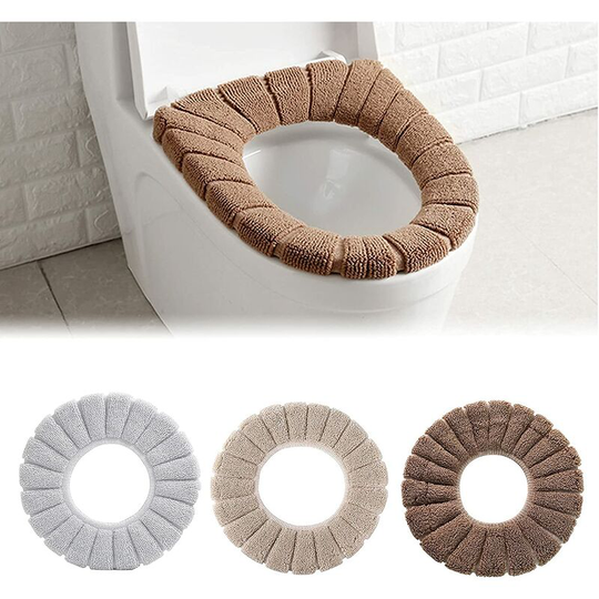 Universal Toilet Seat Cushion Thicken Toilet Seat Cover Cushions Soft Plush Toilet Seat Cover for Family Hotel Bathroom (Three Colors) (3 Pieces)