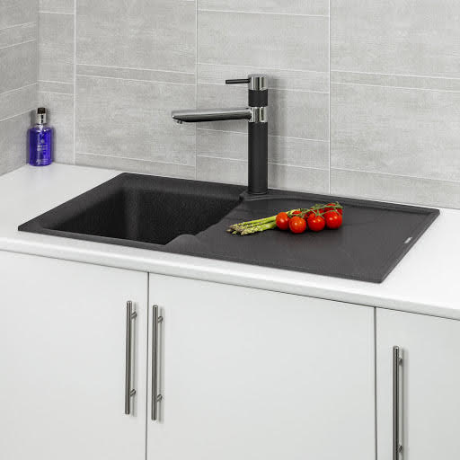 Reginox Elleci Black Granite Inset Kitchen Sink With Waste EGO400