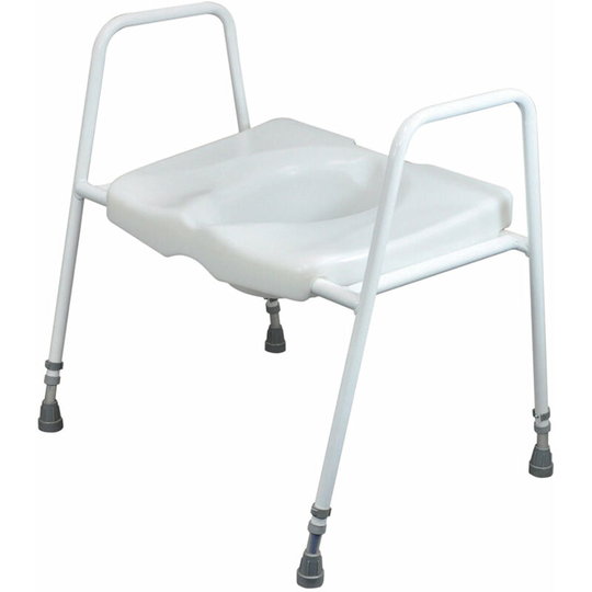 Bariatric Toilet Seat and Frame - Height Adjustable - Tubular Steel Frame