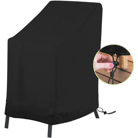 Garden Chair Cover, Waterproof Protective Cover for Garden Chairs Stackable Armchair Cover, 210D Oxford Fabric with Rope and Buckle (120 x 65 x 65 x