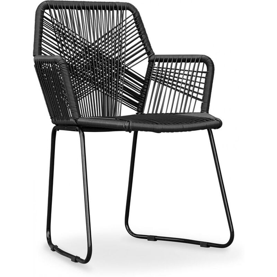 Frony Garden armchair - Black Legs Black Synthetic Rattan, Steel, Metal, pp - Black
