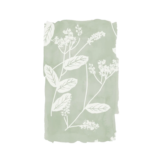 Soft Botanicals on Green - Wrapped Canvas Painting Print
