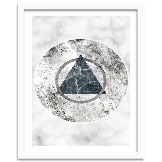 'Geometric Figures Marble' - Picture Frame Graphic Art Print on Paper