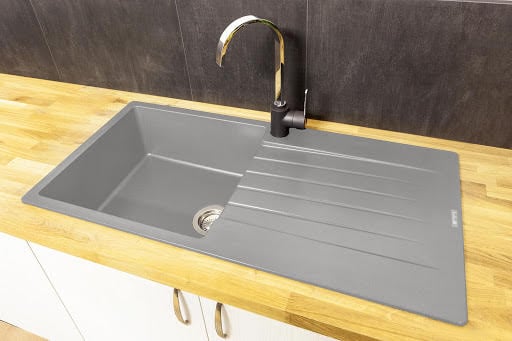Reginox Harlem 10 Silver Grey Granite Inset Kitchen Sink With Waste